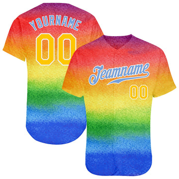 Maxcorners Custom Rainbow For Pride Month Love Is Love LGBT Authentic Baseball Jersey LM2605