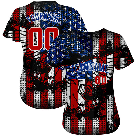 Maxcorners Custom Black Vintage USA Flag-Cream Premium Baseball Jerseys LM0210