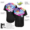 Maxcorners Custom Black White-Light Blue 3D Pattern Design Authentic Baseball Jersey LM2605