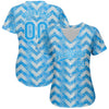 Maxcorners Custom Light Blue Light Blue-White 3D Pattern Design Authentic Baseball Jersey LM2605