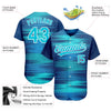 Maxcorners Custom Royal Lakes Blue-White 3D Pattern Design Authentic Baseball Jersey LM2605