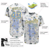 Maxcorners Custom White Light Blue-Yellow 3D Pattern Design Beach Hawaii Palm Trees And Island Authentic Baseball Jersey LM2605