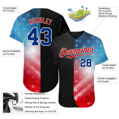 Maxcorners Custom Red Royal-Black 3D American Flag Fashion Premium Baseball Jersey LM0210