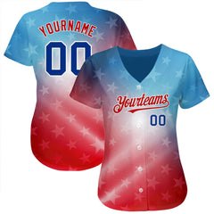 Maxcorners Custom White Royal-Red 3D American Flag Fashion Premium Baseball Jersey LM0210