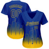 Maxcorners Custom Royal Yellow 3D Los Angeles City Edition Fade Fashion Authentic Baseball Jersey LM2605