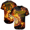 Maxcorners Custom Black Gold 3D Pattern Design Flame Dart Board Authentic Baseball Jersey LM2605