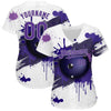 Maxcorners Custom White Purple-Gray 3D Pattern Design Bowling Ball Authentic Baseball Jersey LM2605