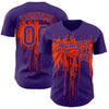 Maxcorners Custom Purple Orange 3D Pattern Design Dripping Splatter Art Authentic Baseball Jersey LM2605