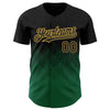 Maxcorners Custom Black Kelly Green-Old Gold 3D Pattern Design Gradient Square Shapes Authentic Baseball Jersey LM2605