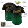 Maxcorners Custom Black Kelly Green-Old Gold 3D Pattern Design Gradient Square Shapes Authentic Baseball Jersey LM2605
