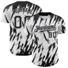 Maxcorners Custom White Black-Gray 3D Pattern Design Abstract Sharp Shape Authentic Baseball Jersey LM2605