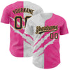 Maxcorners Custom Graffiti Pattern Black Pink-Old Gold 3D Scratch Authentic Baseball Jersey LM2605