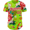 Maxcorners Custom Neon Green Red-White 3D Pattern Design Northeast China Big Flower Authentic Baseball Jersey LM2605