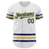 Maxcorners Custom White Royal-Yellow Line Authentic Baseball Jersey LM2605