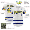 Maxcorners Custom White Royal-Yellow Line Authentic Baseball Jersey LM2605