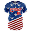 Maxcorners Custom Black Royal-Red 3D American Flag Patriotic Premium Baseball Jersey LM0210