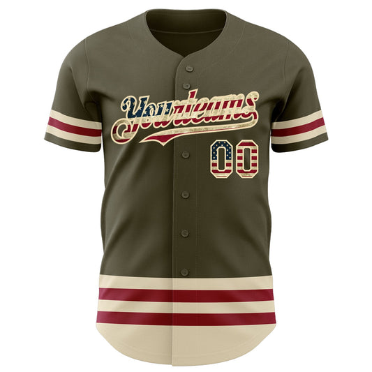 Maxcorners Custom Royal Red-White 3D American Flag Patriotic Premium Baseball Jersey LM0210