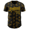 Maxcorners Custom Black Gold 3D Pattern Design Halftone Geometric Shapes Authentic Baseball Jersey LM2605