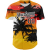 Maxcorners Custom Yellow Black White 3D Pattern Design Beach Hawaii Palm Trees Authentic Baseball Jersey LM2605
