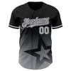 Maxcorners Custom Black Gray-White 3D Pattern Design Gradient Style Twinkle Star Authentic Baseball Jersey LM2605