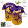 Maxcorners Custom Purple Gold-White 3D Pattern Design Gradient Style Twinkle Star Authentic Baseball Jersey LM2605