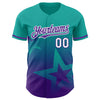Maxcorners Custom Aqua Purple-White 3D Pattern Design Gradient Style Twinkle Star Authentic Baseball Jersey LM2605