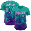 Maxcorners Custom Aqua Purple-White 3D Pattern Design Gradient Style Twinkle Star Authentic Baseball Jersey LM2605