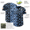 Maxcorners Custom Light Blue Black 3D Pattern Design Tropical Hawaii Palm Trees Authentic Baseball Jersey LM2605
