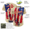 Maxcorners Custom Cream Red-Royal 3D Pattern Design American Spirit American Eagle And Stars Authentic Baseball Jersey LM2605