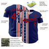 Maxcorners Custom US Navy Blue Red 3D American Flag And Star Authentic Baseball Jersey LM2605