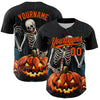 Maxcorners Custom Black Orange 3D Halloween Classic Authentic Baseball Jersey LM2605