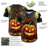Maxcorners Custom Black Orange 3D Halloween Authentic Baseball Jersey LM2605