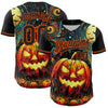 Maxcorners Custom Black Orange 3D Halloween Authentic Baseball Jersey LM2605
