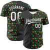 Maxcorners Custom Black Green-Bay Orange 3D St. Patrick's Day Shamrock Authentic Baseball Jersey LM2605