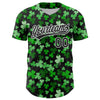 Maxcorners Custom Black White 3D St. Patrick's Day Shamrock Authentic Baseball Jersey LM2605