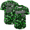Maxcorners Custom Black White 3D St. Patrick's Day Shamrock Authentic Baseball Jersey LM2605