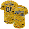 Maxcorners Custom Gold Black-White 3D Pattern Design Funny Cartoon Emoji Face Authentic Baseball Jersey LM2605