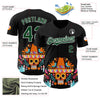 Maxcorners Custom Black Green-White 3D Mexican Festival Flower Skull With Sombrero Cinco de Mayo Authentic Baseball Jersey LM2605