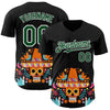 Maxcorners Custom Black Green-White 3D Mexican Festival Flower Skull With Sombrero Cinco de Mayo Authentic Baseball Jersey LM2605