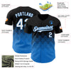 Maxcorners Custom Black White-Electric Blue 3D Gradient Square Shape Authentic Baseball Jersey LM2605
