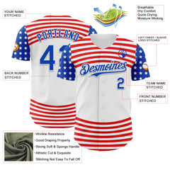 Maxcorners Custom White Thunder Blue-Red 3D Patriotic American Flag Premium Baseball Jersey LM0210