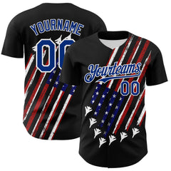 Maxcorners Custom Navy Red-White Patriotic American Flag Premium Baseball Jerseys LM0210