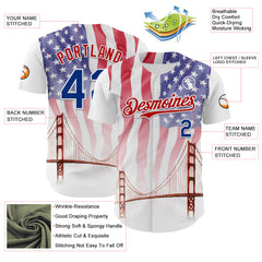 Maxcorners Custom White Royal-Red 3D Patriotic American Flag And Eagle Premium Baseball Jersey LM0210