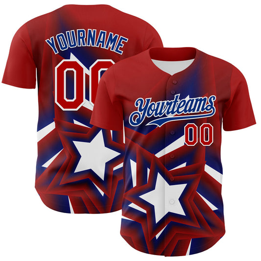 Maxcorners Custom White Vintage USA Flag-Royal 3D Patriotic Statue of Liberty Premium Baseball Jersey LM0210