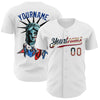 Maxcorners Custom White USA Flag Fire Red-Black 3D Patriotic Skull Premium Baseball Jersey LM0210