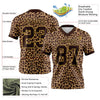 Maxcorners Custom Brown Old Gold 3D Pattern Leopard Print Authentic Football Jersey LM2605