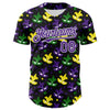 Maxcorners Custom Black Purple-White 3D Pattern Design Mardi Gras Shrove Tuesday Premium Baseball Jersey LM0210
