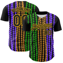 Maxcorners Custom Black Gold 3D Pattern Design Mardi Gras Shrove Tuesday Premium Baseball  LM0210