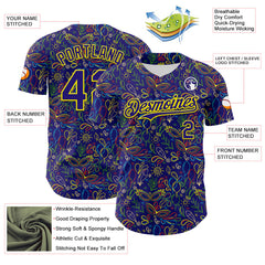 Maxcorners Custom Dark Purple Light Yellow 3D Pattern Design Mardi Gras Shrove Tuesday Premium Baseball Jersey LM0210