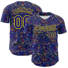 Maxcorners Custom Dark Purple Light Yellow 3D Pattern Design Mardi Gras Shrove Tuesday Premium Baseball Jersey LM0210